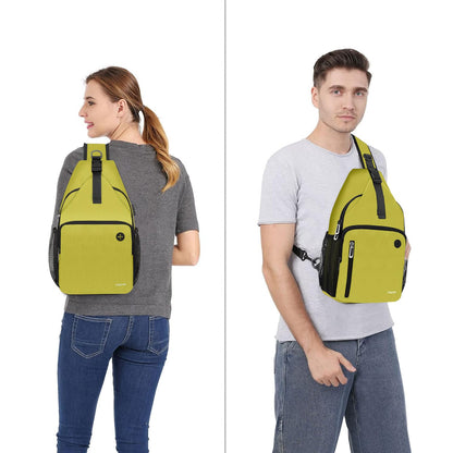 MOSISO Sling Backpack Bag, Crossbody Shoulder Bag Travel Hiking Daypack Chest Bag with Front Square Pocket&USB Charging Port, Yellow