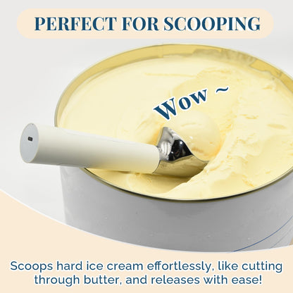 Heated Ice Cream Scoop Rechargeable, Electric Warming Ice Cream Scooper with LED Display, Heats to 158°F for Hard Ice Cream, Easy for Seniors & Kids, IP67 Waterproof (White, 2 oz)