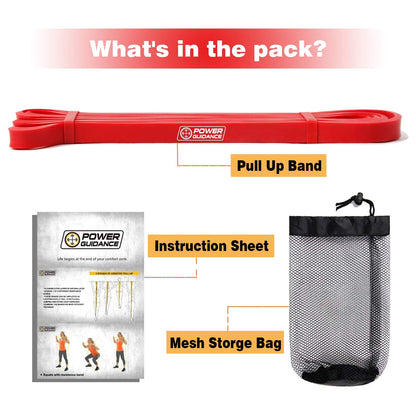 POWER GUIDANCE Pull Up Assist Bands - Stretch Resistance Band - Mobility Band - Powerlifting Bands - by Perfect for Body Stretching, Powerlifting, Resistance Training (Red)