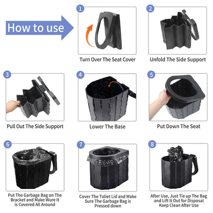Portable Toilet for Camping, Potty Adults, Porta Travel Commode Bucket Car, Travel, Outdoor, Hiking, Backpack, Trips, Tent, Boat, Beach, Traffic Jam, Home