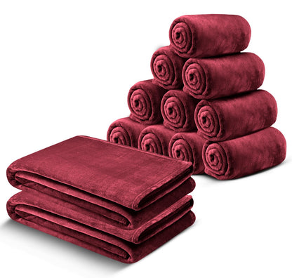 MOONLIGHT20015 Fleece Blanket Twin Size 12 Pack - Super Soft Fuzzy Throw Blanket for Couch and Sofa - Lightweight Luxury 400 GSM Microfiber Bed Blankets and Throws, 60 x 80 Inches (Twin, Burgundy)