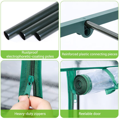 Mini Greenhouse for Outdoors Indoor: Ohuhu Small Green House with 4 Tier Shelves, Portable Plastic Greenhouses with Heavy Duty Transparent PVC Cover for Winter Garden Patio Backyard Porch Balcony
