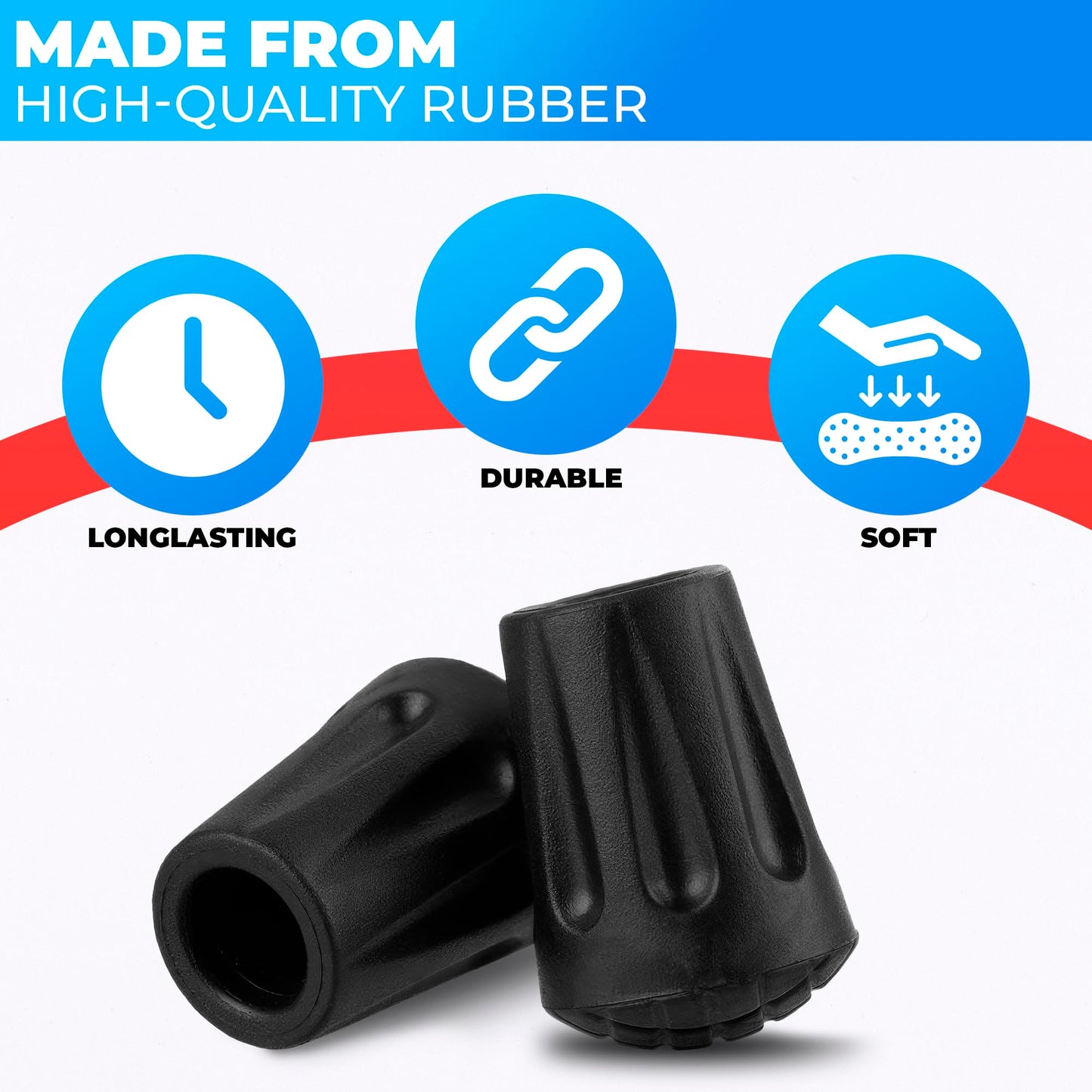 6Pcs Hiking Walking Stick Tips - Rubber Tips for Hiking Poles Hiking Accessories Collapsible Walking Stick Tips Rubber Tips for Canes - Hiking Pole Tips Rubber Tips for Walkers