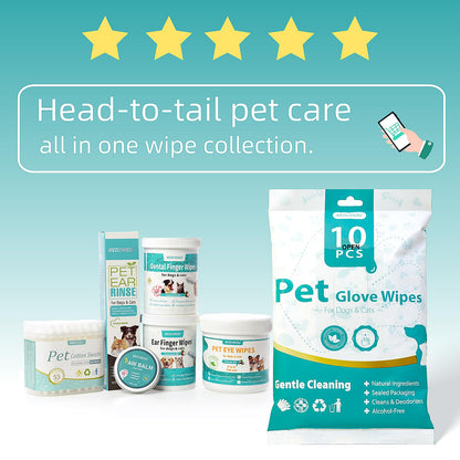 MEDUWEDU Ear Cleaner Finger Wipes 60 Counts, Dog Ear Cleaner, Grooming Kit Care for Dogs and Cats, Soft & Easy Otic Cleaning Pads, Remove Wax, Dirt & Stop Smelly, Itchy, Non-Irritating, Coconut Scent