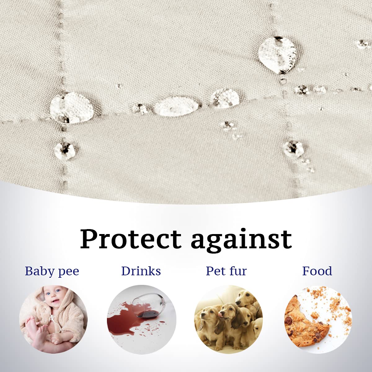 H.VERSAILTEX Reversible Couch Cover for 3 Cushion Cover Pet Friendly Sofa Cover for Dog Washable Furniture Protector Water Resistant Slipcover with Non Slip Elastic Strap(Sofa, Ivory/Beige)