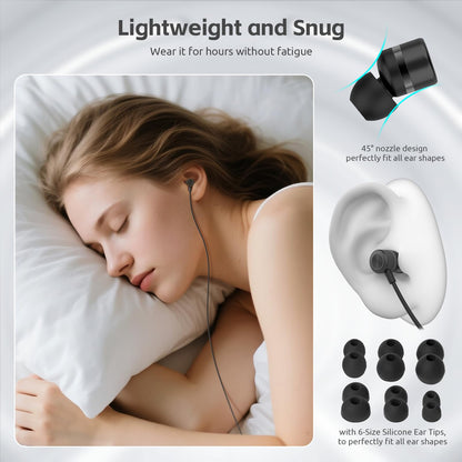 MORMOQUE EP-06 Wired Earbuds in-Ear Earphones,Build-in Microphone Noise Isolating Headphones,3.5mm Jack 4.9ft Long Cord Ear Buds,HD Bass Audio,with 6 Ear Tips,for Smartphones/Laptop/Computer Etc-Black