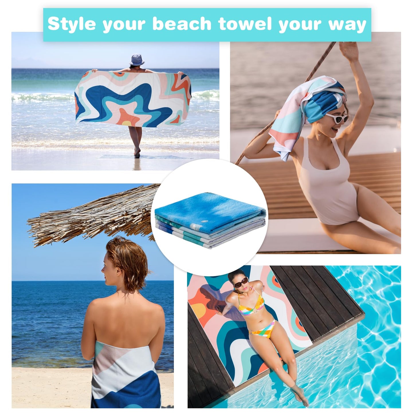 PY SUPER MODE 2 Pack Beach Towel - 75 x 35 inches Quick Dry Microfiber Beach Towels Oversized, Lightweight Soft and Absorbent Bath Towel Suitable for Swimming Pool Camping for Adults