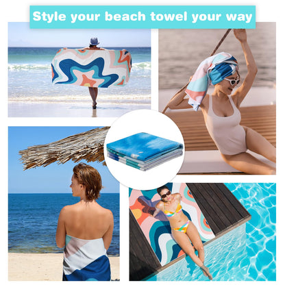 PY SUPER MODE 2 Pack Beach Towel - 75 x 35 inches Quick Dry Microfiber Beach Towels Oversized, Lightweight Soft and Absorbent Bath Towel Suitable for Swimming Pool Camping for Adults