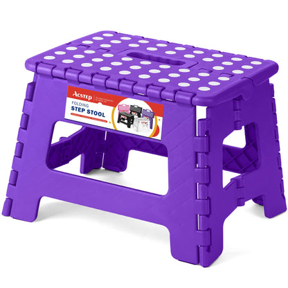ACSTEP Folding Portable Collapsible Plastic Foldable Step Stool,Non Slip Folding Stools for Kitchen Bathroom Bedroom (Purple)