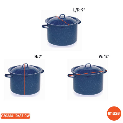 IMUSA C20666-1063310W 6-Quart Blue Speckled Enamel Stock Pot with Lid