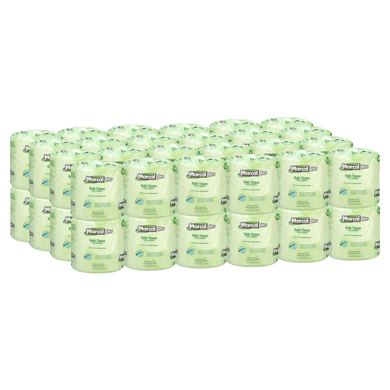 Marcal Pro Toilet Paper 100% Recycled - 2 Ply, White Bath Tissue, 242 Sheets Per Roll - 48 Individually Wrapped Rolls Per Case Green Seal Certified Toilet Paper 03001
