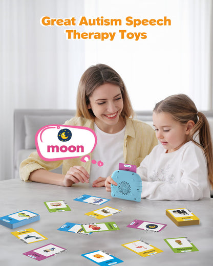 Airbition Talking Flash Cards for Toddlers 1 2 3 4 Year Olds, Montessori Language Learning with 224 Words, Pocket Speech Therapy and Autism Playthings, Children's Sensory Educational Device
