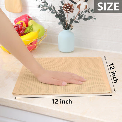 Homaxy 100% Cotton Waffle Weave Kitchen Dish Cloths, Ultra Soft Absorbent Quick Drying Dish Towels, 12 x 12 Inches, 6-Pack, Apricot