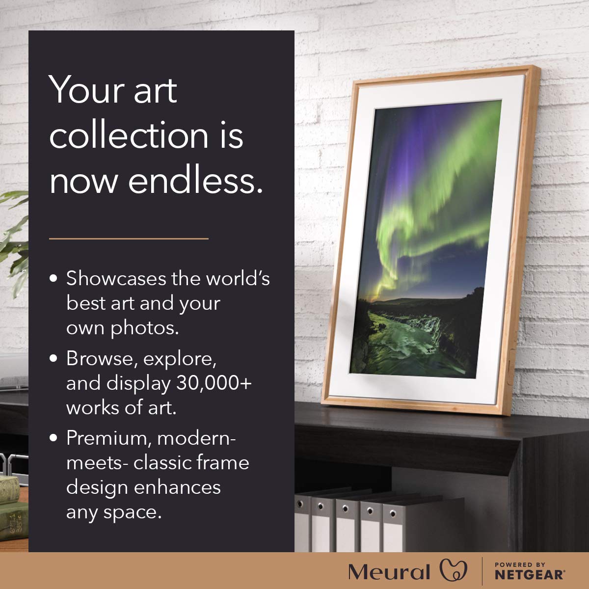 Meural Canvas II – The Smart Art Frame with 21.5 in. HD Digital Canvas That Renders Images and Photography in Lifelike Detail | 16X24 Black Frame | WiFi-Connected | Powered by NETGEAR (MC321BL)