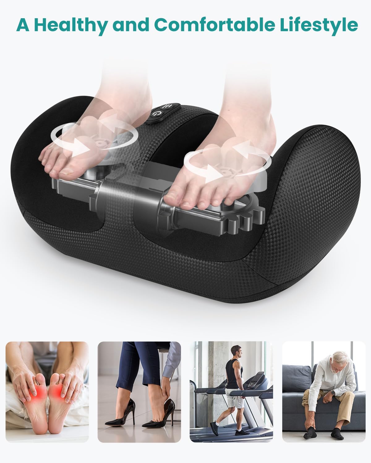 Nekteck Foot Massager with Heat & Foot Roller, Shiatsu Calf Leg Massager for Circulation and Neuropathy Pain Relief for Feet Care Home Office Gadgets Relaxing Gifts for Women Men Mom Dad Birthday Gift