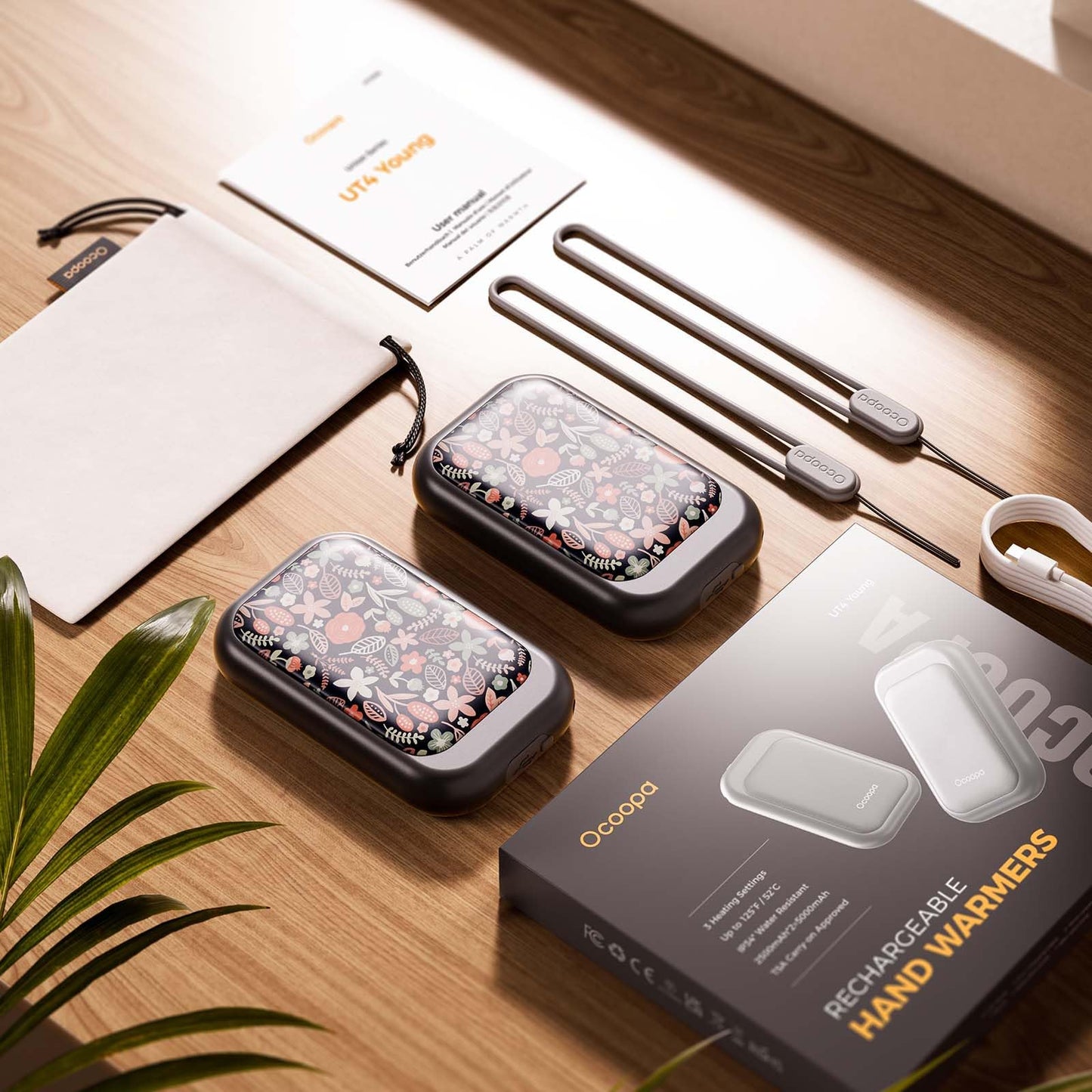 OCOOPA Magnetic Rechargeable Hand Warmers 2 Pack, Card-Style Electric Hand Warmer 5000mAh, Pocket Portable Hands Heater, UL Certified, 3 Heat Settings, Tech Gifts for Men, Purse Must Haves, UT4 Young