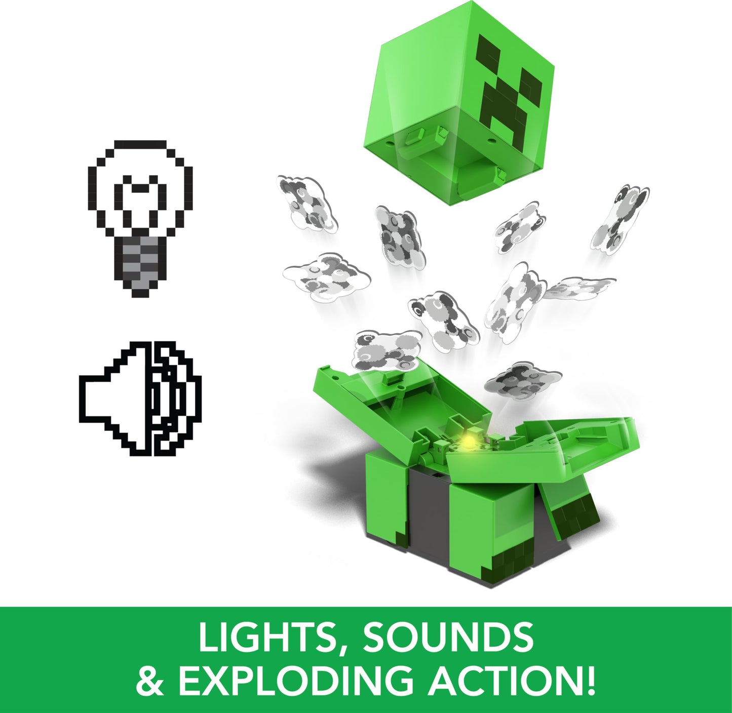 Mattel Minecraft Exploding RC Creeper with Lights & Sounds, 10 Explosion Particles, Game-Authentic Movement & DLC Code