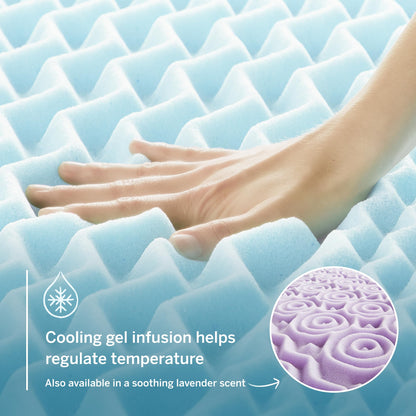 LUCID Mattress Topper, Twin XL, 2 Inch, Memory Foam Mattress Topper - 5 Zone Gel Infusion - CertiPUR Certified Foam