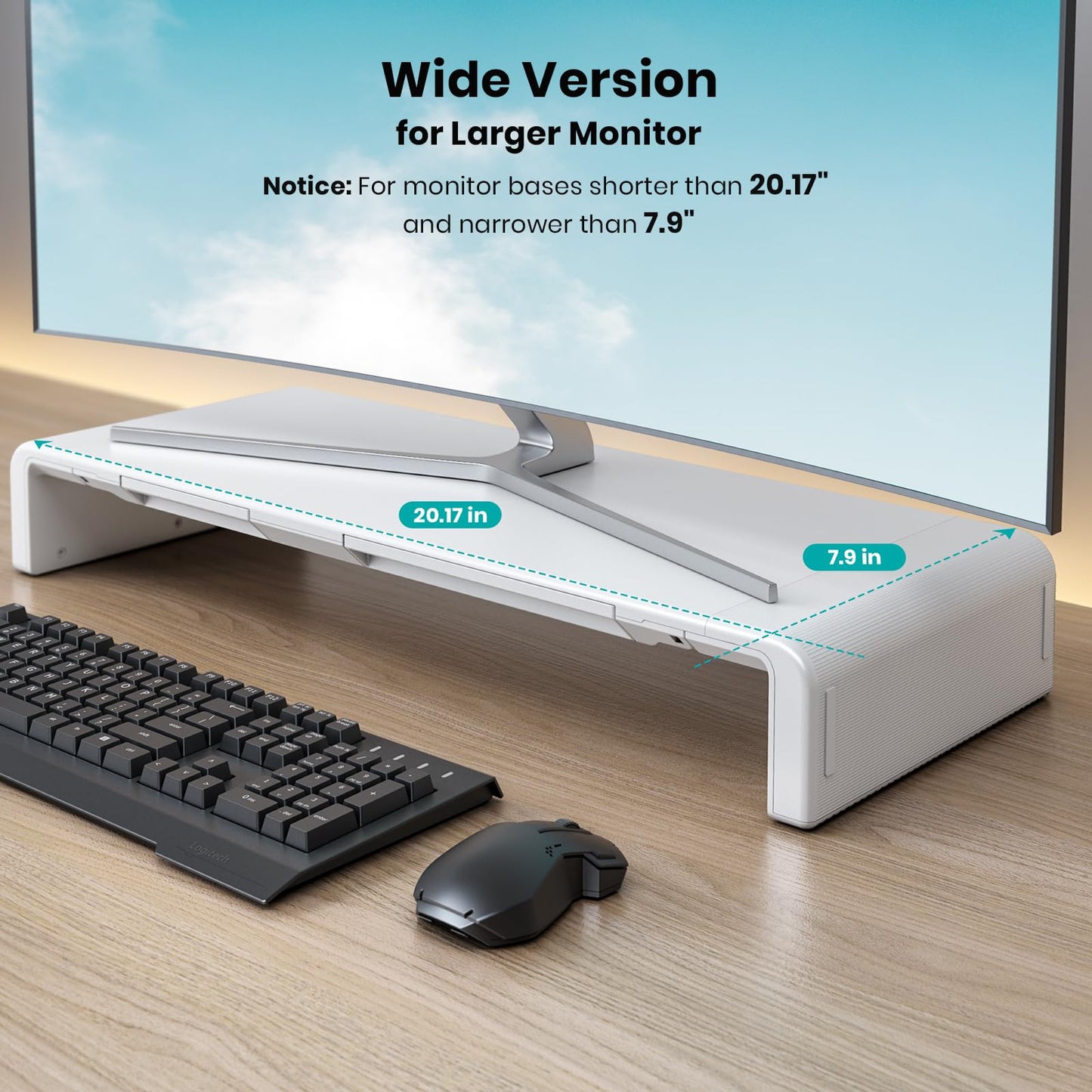 Monitor Stand Riser, Klearlook Foldable, Height Adjustable Computer Stand, Desk Shelf Riser with Storage Drawer &Tablet Phone Stand for Desktop, Laptop (White)