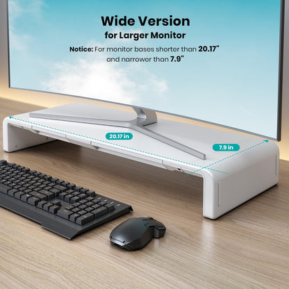 Monitor Stand Riser, Klearlook Foldable, Height Adjustable Computer Stand, Desk Shelf Riser with Storage Drawer &Tablet Phone Stand for Desktop, Laptop (White)