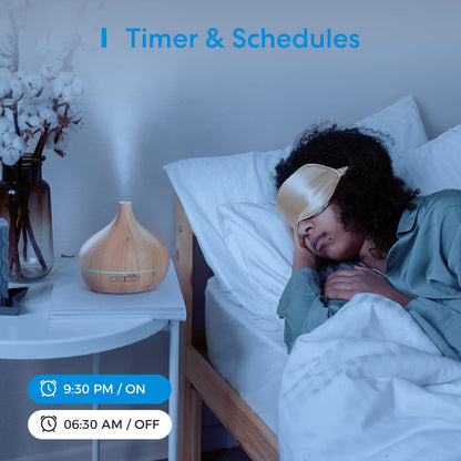 Meross Smart WiFi Wireless Essential Oil Aromatherapy Ultrasonic Diffuser & Cool Mist Humidifier with Apple HomeKit & Alexa: Voice & APP Control, Schedule, Timer, RGB Light,Yellow Wood Grain