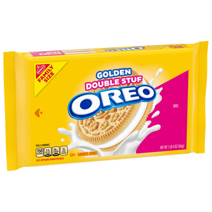 OREO Double Stuf Golden Sandwich Cookies, Family Size, 20 oz