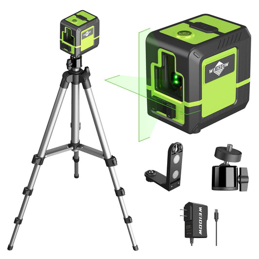 Laser-Level-with-Tripod, 1200mah lithium battery, can be standby for 10 hours, can be recharged，Green Cross Line Laser with Tripod Self-Leveling, Lazer Leveler Tool for Picture Hanging