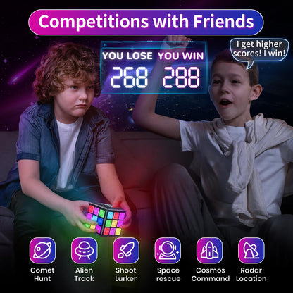 Niufunmal Rechargeable Game Cube - 15-in-1 Fun Brain Memory & Speed Games for Kids - Christmas Easter Birthday Gifts for Boys Girls Ages 6-12+ Years Old - Toys for Kids Teens with Score Screen (Black)