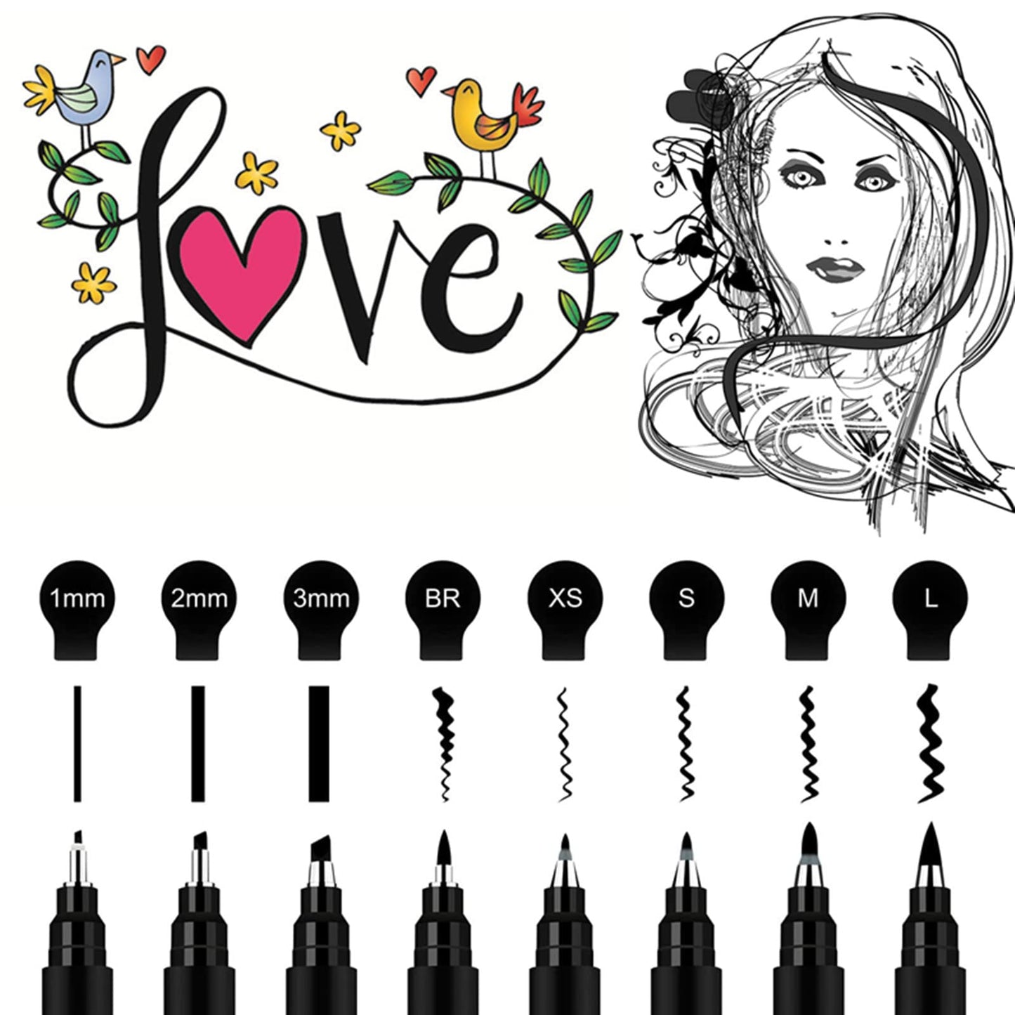 GETHPEN 8-Size Calligraphy Set – Calligraphy markers Black Archival Ink Pens for Hand Lettering, Art Drawing & Scrapbooking