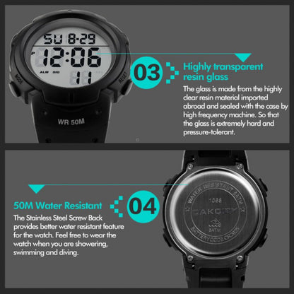 Mens Digital Waterproof Sports Watch LED Screen Large Face Military Watches for Men Casual Luminous Stopwatch Alarm Simple Army Watch