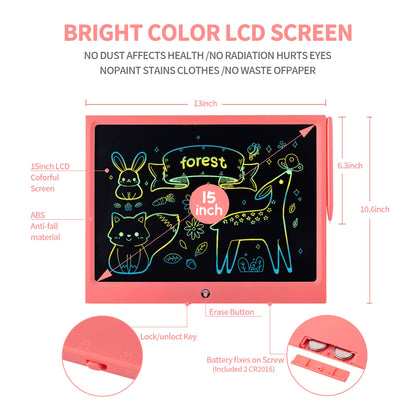 LCD Writing Tablet for Kids, 15 Inch Colorful Electronic Doodle Board, Educational Learning Kids Drawing Tablet Toys, Christmas Birthday Gift for 3 4 5 6 7 8 9 Year Old Girls Boy