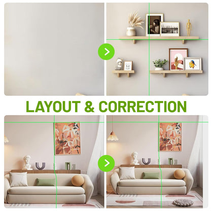 Laser Level with Tripod, Huepar 100Ft Self Leveling Green Cross Line DIY Laser Leveler Tool for Picture Hanging Floor Tile Wall Home Renovation, Gift for Him Father Husband Boyfriend (25.6in Tripod)