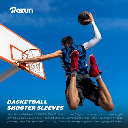 ROXUN 2 Pairs Arm Sleeves, Cooling UV Sun Protection Sports Compression for Men/Women 2 Black