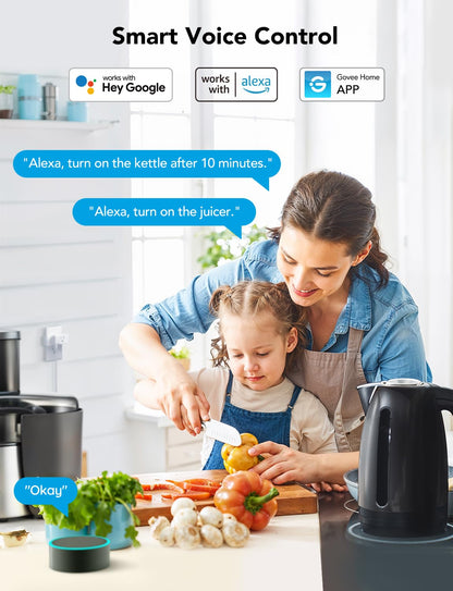 Govee Dual Smart Plug 4 Pack, 15A WiFi Bluetooth Outlet, Work with Alexa and Google Assistant, 2-in-1 Compact Design, Govee Home App Control Remotely with No Hub Required, Timer, FCC and ETL Certified