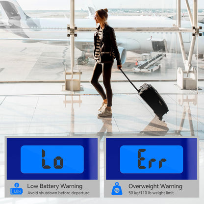 Luggage Scale, Dr.meter Luggage Weight Scale Backlight LCD Display PS02 110lb/50kg Electronic Balance Digital Postal Travel Accessories with Rubber Paint Handle Temperature Sensor, Blue