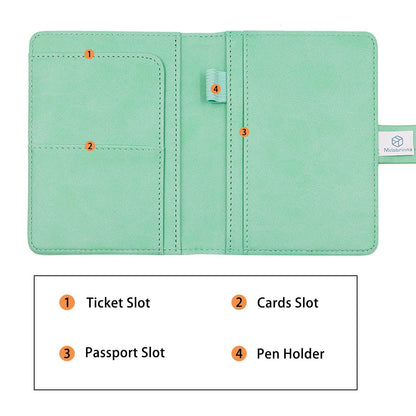 Melsbrinna Premium Leather Passport Holder Covers Case, Waterproof Rfid Blocking Travel Wallet Passport Holder with Pen Holder, Cute Passport Book for Women/Men (Mint Green)