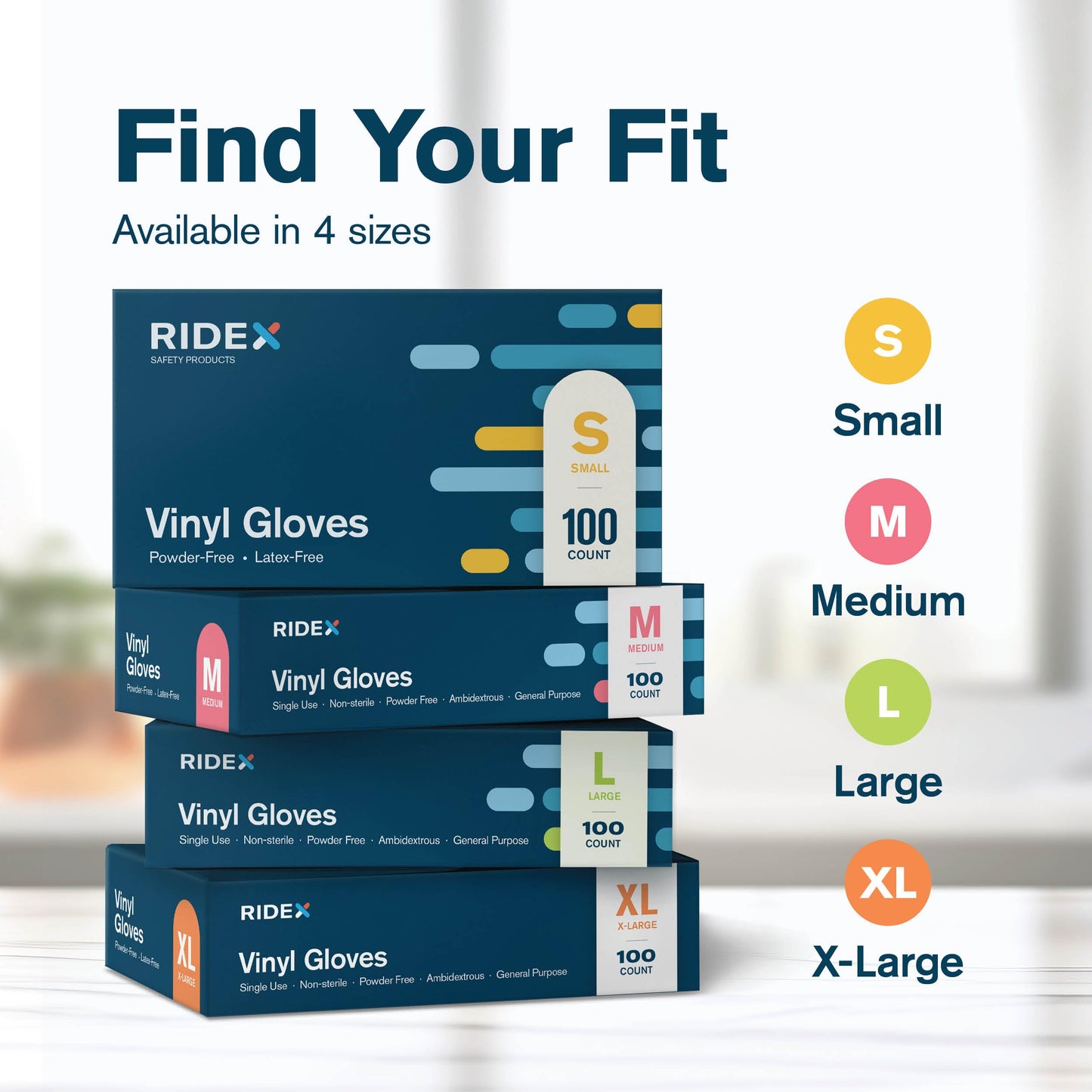 Ridex Disposable Gloves, Latex-Free Clear Vinyl, Small, 1000-Count, Thick Powder-Free, All-Purpose, Ambidextrous, Dispenser Box Gloves 100 Pieces