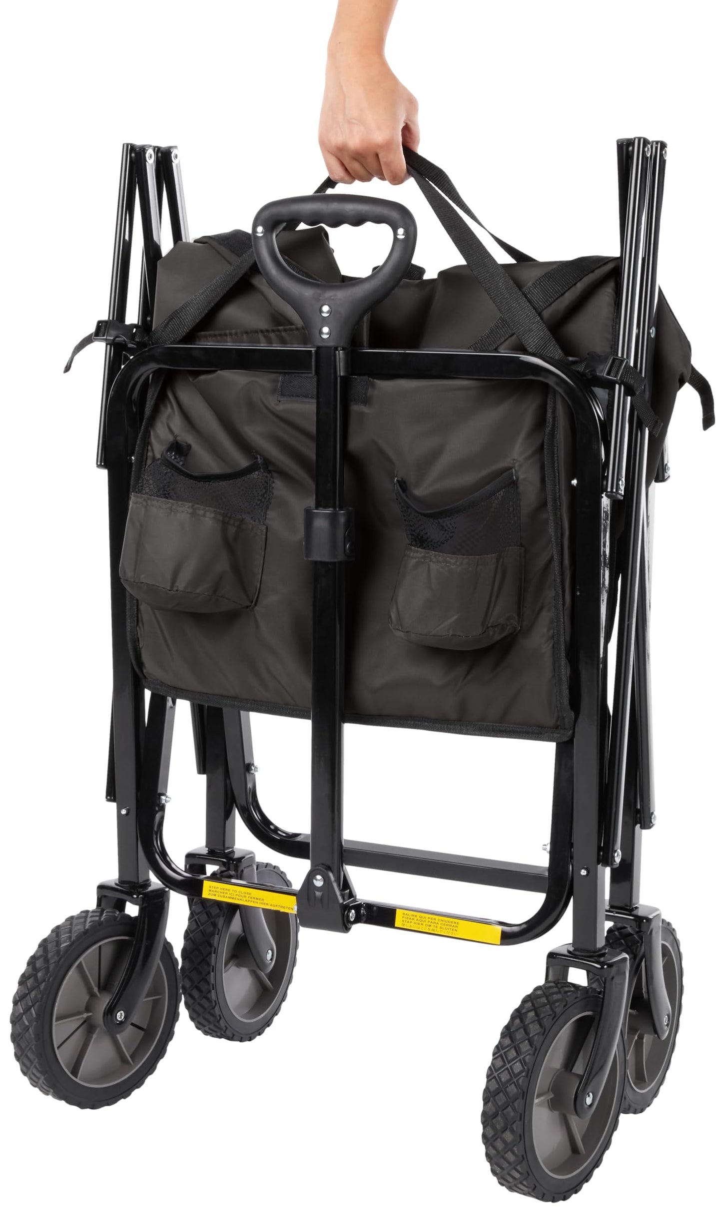 Amazon Basics Collapsible Folding Heavy Duty Utility Wagon for Outdoor Sports, 265 pounds Weight Capacity, Camping, Garden, and Shopping, 27.6 x 40.9 x 20 inches, Black