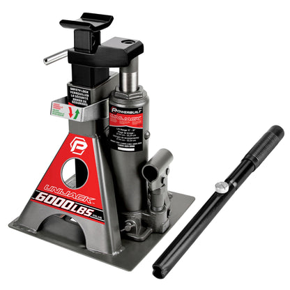 Powerbuilt 3 Ton, Bottle Jack and Jack Stands in One, 6000 Pound Capacity, All-in-One Car Lift, Heavy Duty Vehicle Unijack, Wide Base, 620471