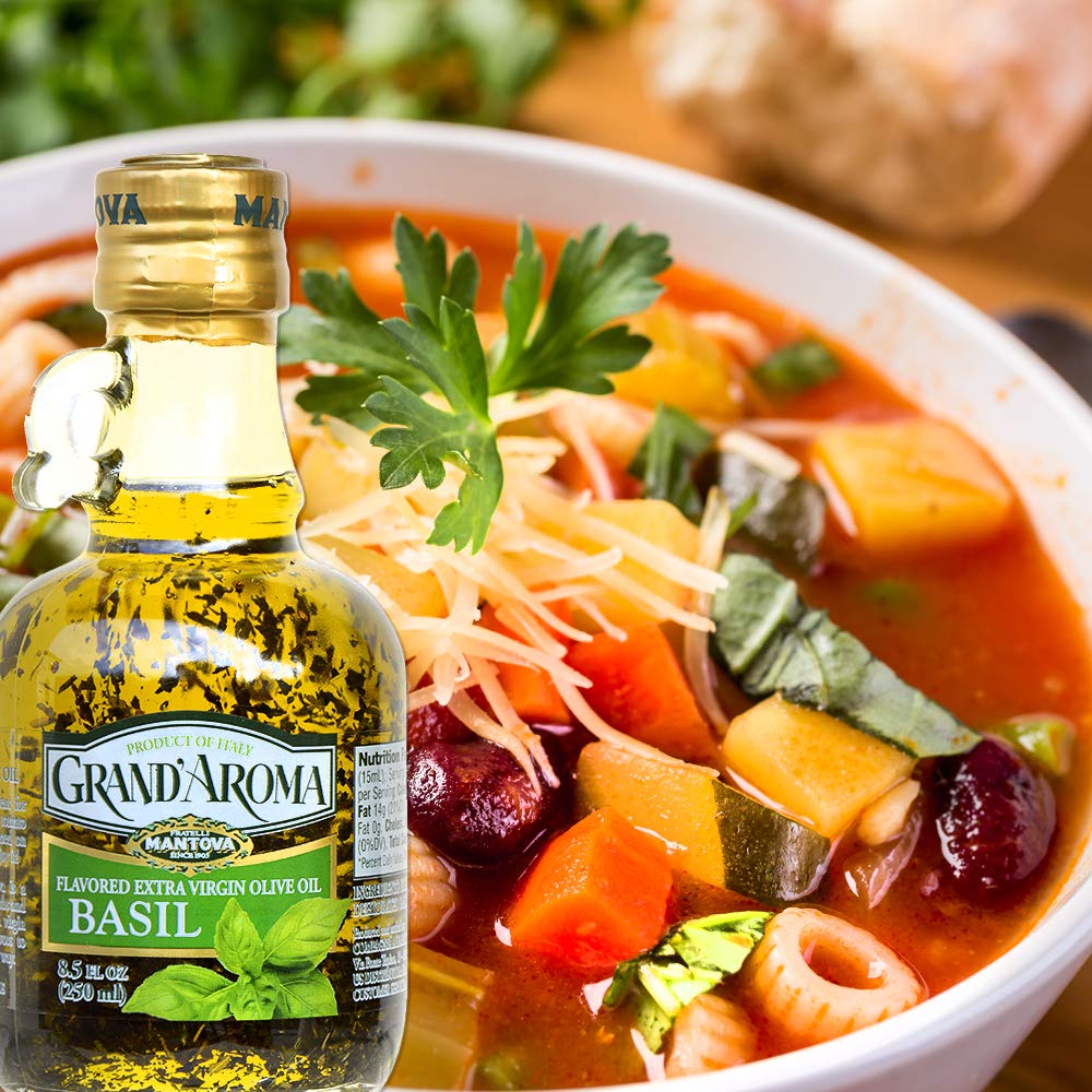 Mantova Grand’Aroma Flavored Extra Virgin Olive Oils, Variety Gift Set, made in Italy, cold-pressed, 100% natural, heart-healthy, for grilling, barbequing, smoking, and cooking, 8.5 oz