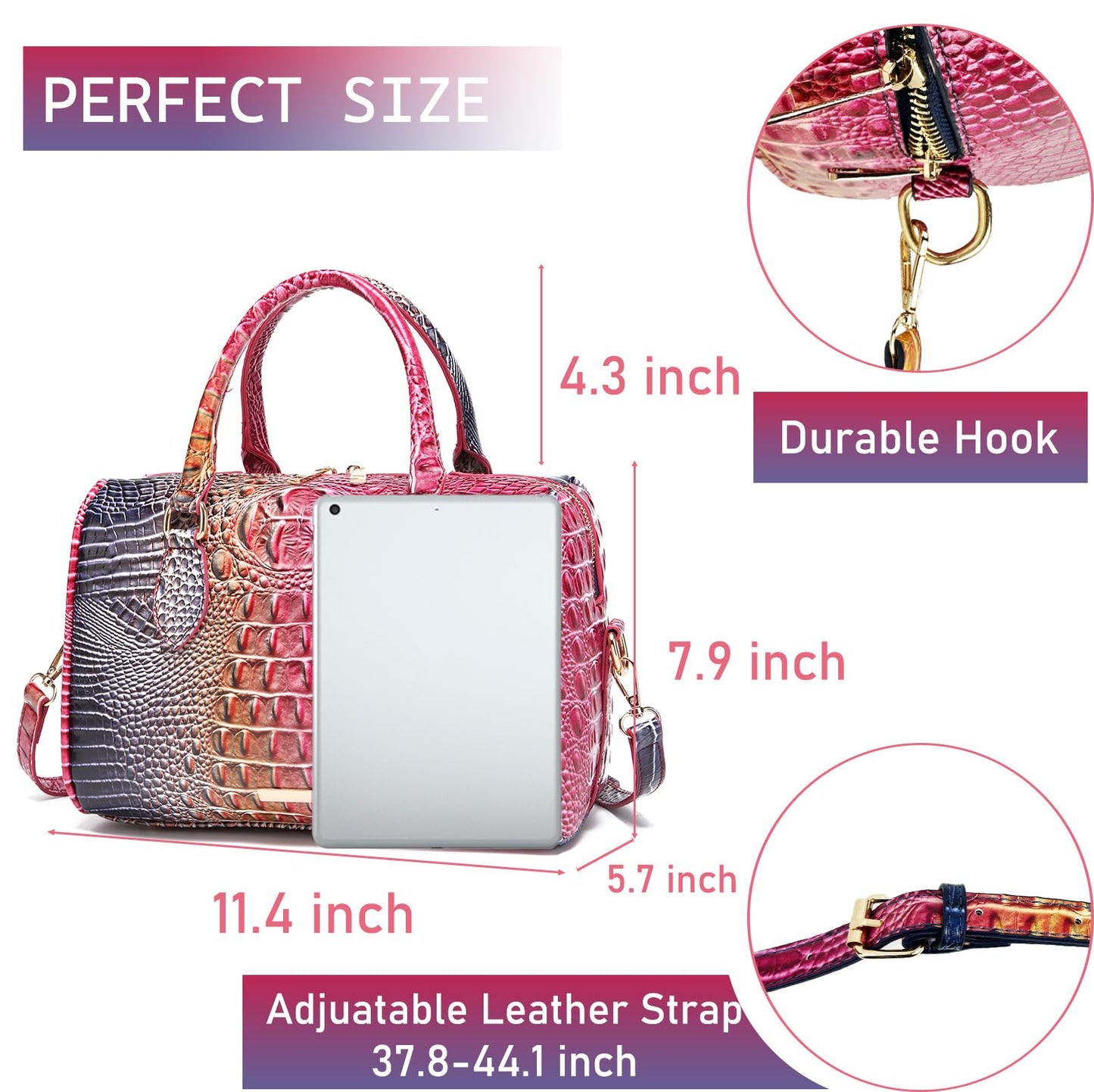 Makcr Joacbv Top-Handle Crocodile Purses For Women Crossbody Leather Bags Trendy Large Capacity Tote with Shoulder Strap