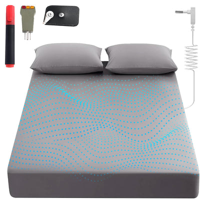 Grounding Sheets King, 90% Organic Cotton+ 10% Pure Silver Fiber,Grounded Bed Sheet Kit, Deep Pocket Grounded Bed Sheet, Relieves Pain - Used for Healthy Sleep Therapy (Gray, King)