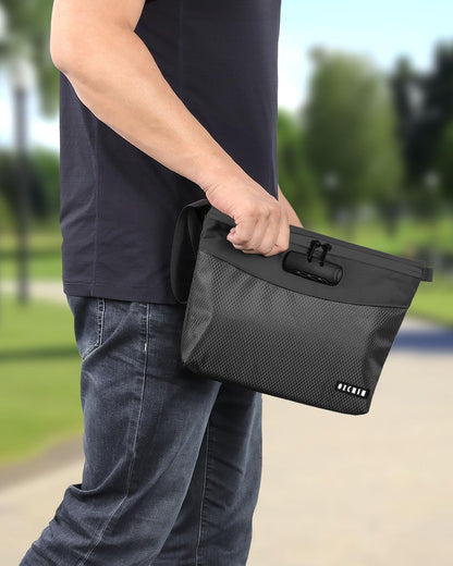 OZCHIN Smell Proof Bag with Lock – Activated Carbon Fiber Smell Proof Container with Combination Lock, Airtight Zipper, Odor Proof Case for Travel, Daily Use, Gifts Ideas 11 X 8 Inch (Black)