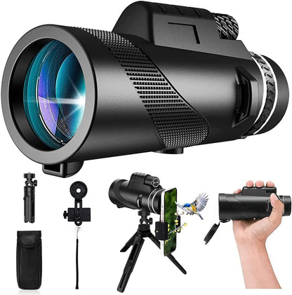 PhysioPhyx 80x100 Monocular-Telescope High Powered for Smartphone Monoculars for Adults High Definition for Stargazing Hunting Wildlife Bird Watching Travel Camping Hiking