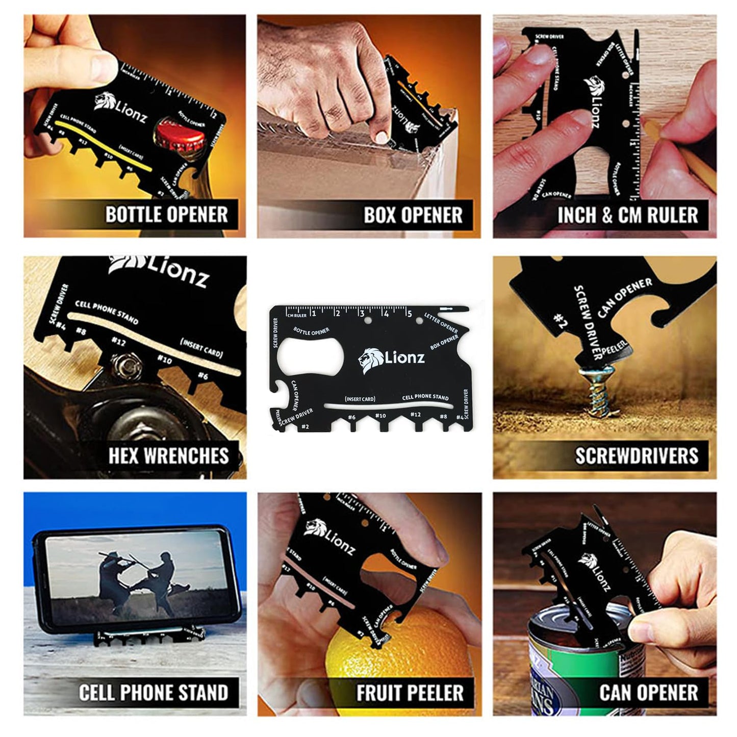 Lionz Contour Gauge with Lock, Mechanical pencil, and multifunction Tool 10+5 Inch, Super Gauge Shape and Outline tool to Copy Angles and Odd Shapes - Gift for Men, Handyman, DIY, Construction.