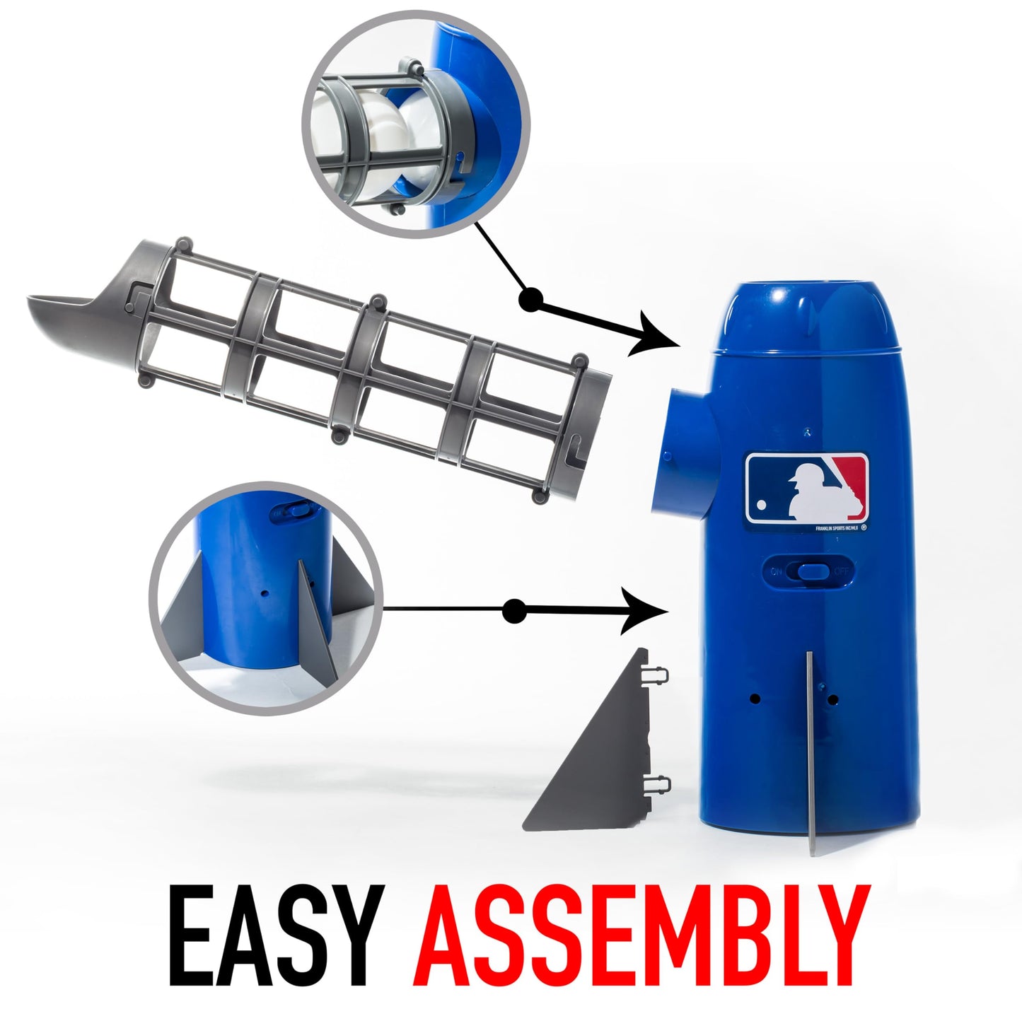 Franklin Sports MLB Kids Pitching Machine - POP ROCKET Kids Baseball Trainer - Includes 5 Plastic Baseballs & Baseball Bat, Multicolor Medium