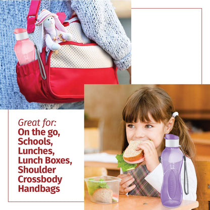 MILTON Water Bottle Kids Reusable Leakproof 12 Oz Plastic Wide Mouth Large Big Drink Bottle BPA & Leak Free with Handle Strap Carrier for Cycling Camping Hiking Gym Yoga - Pastel Colors 3 Pack