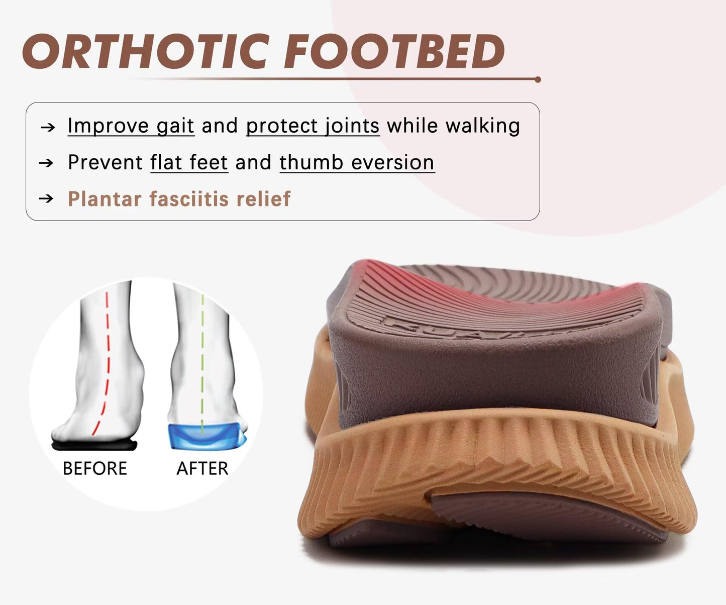 KuaiLu Walking Orthopedic Sandals Womens Comfortable Arch Support Hiking Sandles Plantar Fasciitis Athletic Sport Recovery Cushion Summer Travel Outdoor Open Toe Water Sandals Brown Khaki Size 11