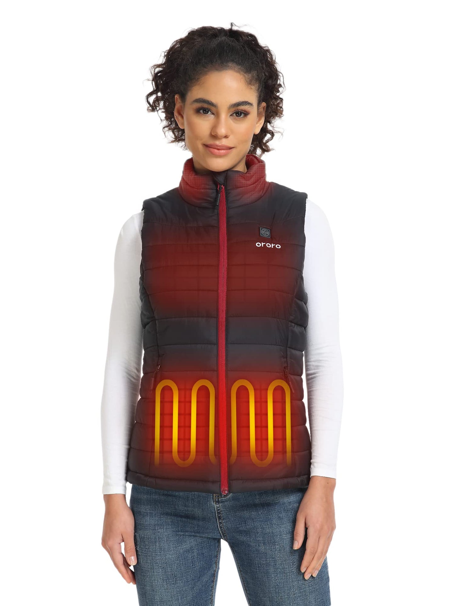 ORORO Women's Lightweight Heated Vest with Battery (Charger Not Included) (Black,M)