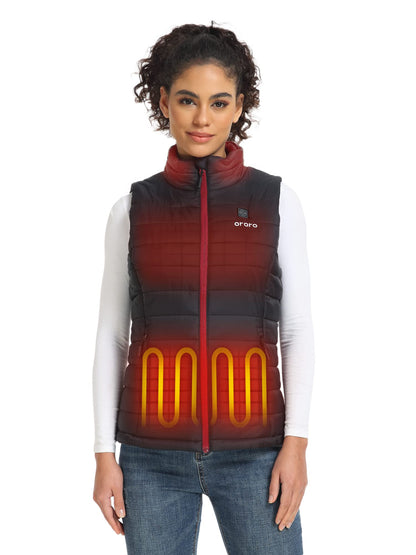 ORORO Women's Lightweight Heated Vest with Battery (Charger Not Included) (Black,M)